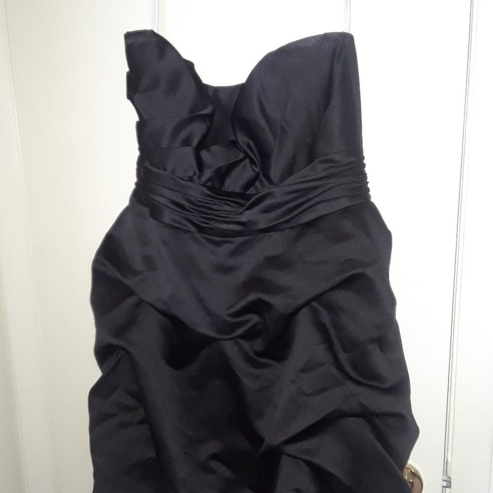 Strapless black cocktail dress